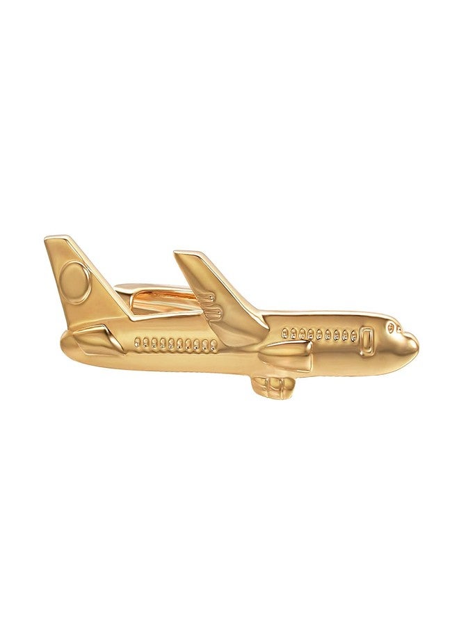 Yoursfs Airplane Tie Clips for Men Unique Gold Airplane Tie Clip 18K Gold Plated Plane Tie Clips for Men's Jewelry Accessories - Image 1