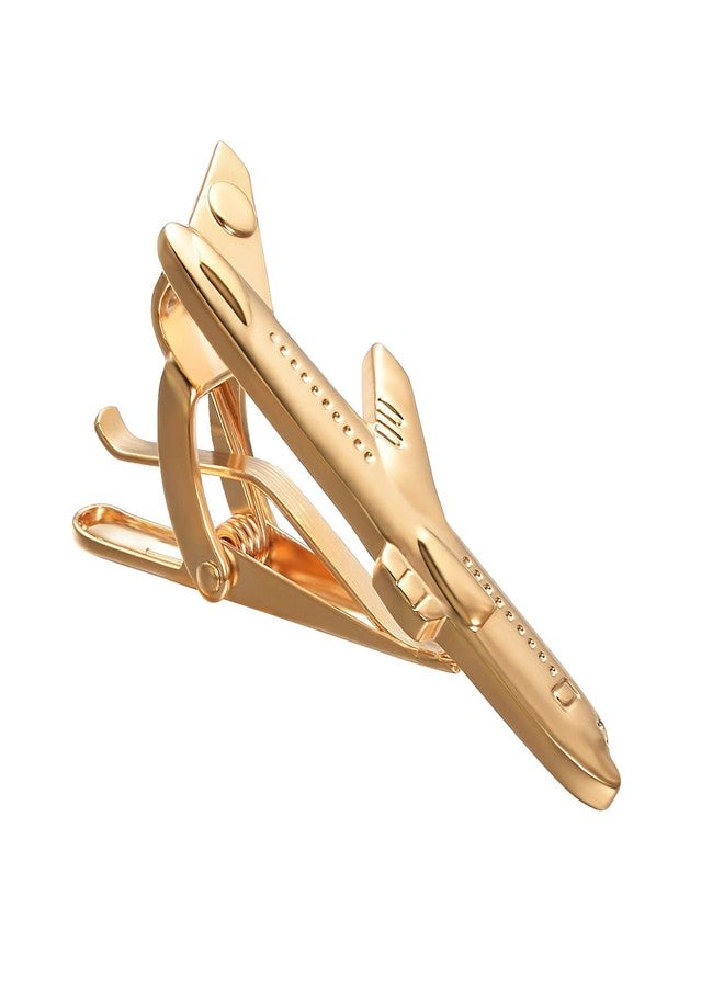 Yoursfs Airplane Tie Clips for Men Unique Gold Airplane Tie Clip 18K Gold Plated Plane Tie Clips for Men's Jewelry Accessories - Image 3
