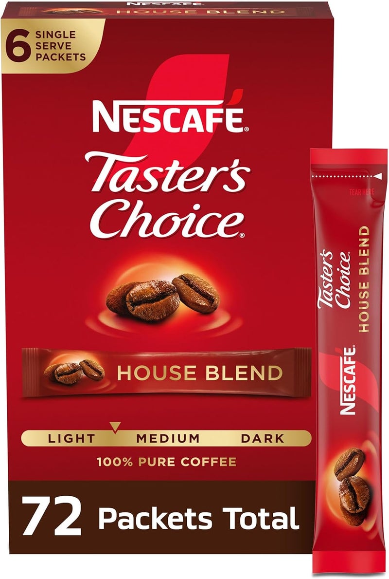 Taster's Choice NESCAFÉ Taster's Choice House Blend Light Medium Roast Instant Coffee - 72 Packets - Image 1