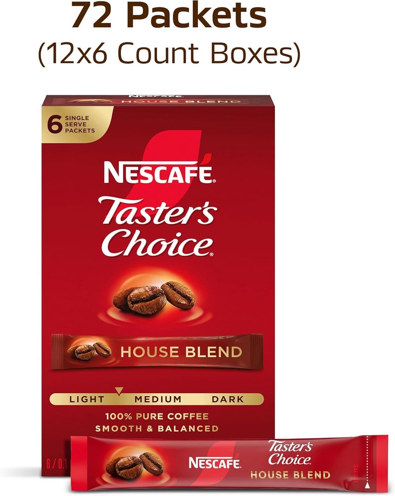 Taster's Choice NESCAFÉ Taster's Choice House Blend Light Medium Roast Instant Coffee - 72 Packets - Image 2