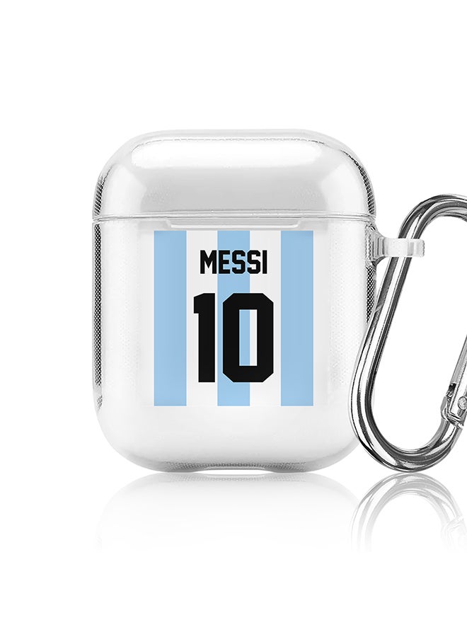 Stylizedd Classic Clear printed Case for Apple Airpods 2 / 1 Soft TPU Gel Thin Transparent Flexible Cover - Football Team - Argentina, Player Name - Messi - Image 1