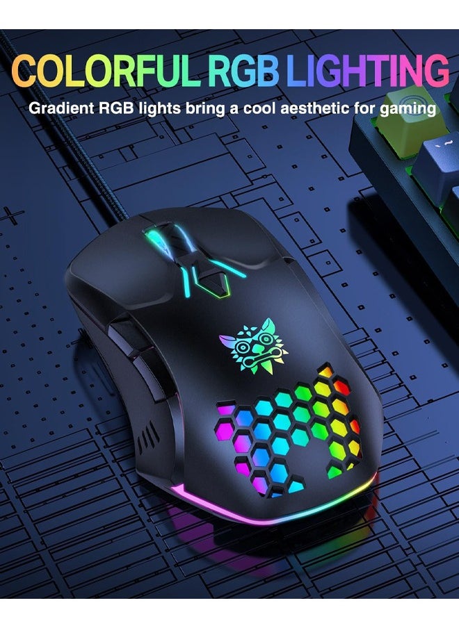 onikuma - Gaming Mouse, Wired PC Entry Level Mice with RGB Backlit and Adjustable DPI, Ergonomic Office Laptop Mouse, Computer Gamer Mouse with 7 Responsive Buttons for Windows/Mac/Linux/Chrome - Image 1
