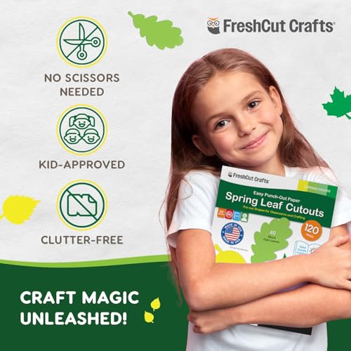 FreshCut Crafts 120 قطعة من قصاصات ورق أوراق الربيع مع دليل IDEA، ورق كرتون مزدوج الوجه مصنوع في الولايات المتحدة مع قص أوراق القيقب والبلوط والبتولا للمجالس الإعلانية، ديكور الفصول الدراسية، حرف الربيع، كرافت دي آي واي، والملصقات - Image 5