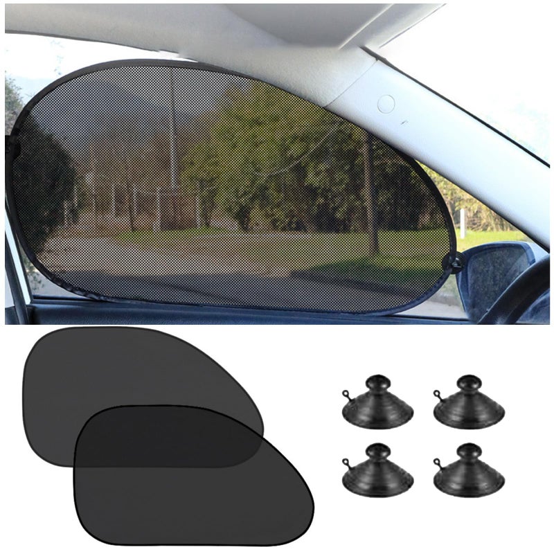 Qiyibei Suction Cup Side Car Window Shades Window Shade for Baby Car Sun Shade Sun Glare and UV Rays Protection for Child Shades for Front Side Window Black 2pcs 256x149in - Image 3