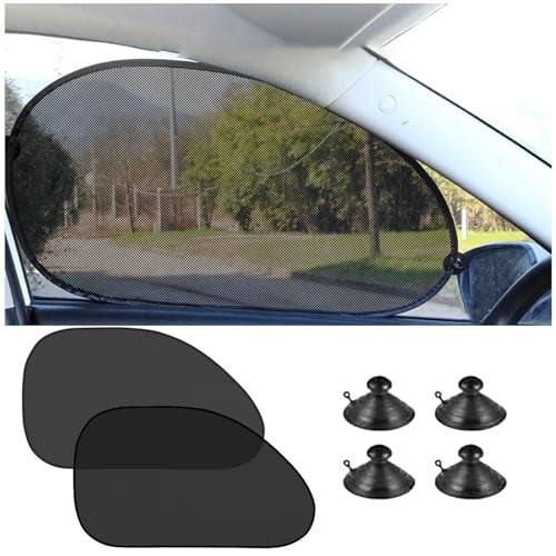 Qiyibei Suction Cup Side Car Window Shades Window Shade for Baby Car Sun Shade Sun Glare and UV Rays Protection for Child Shades for Front Side Window Black 2pcs 256x149in - Image 1