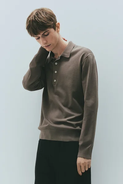 H&M Regular Fit Fine-knit polo shirt