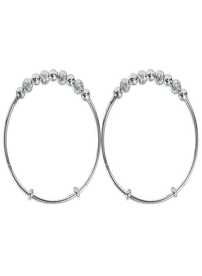 Parnika (Formerly MJ 925 Adjustable Comfortable Baby Bangles (Baby Kada) in Pure 92.5 Sterling Silver for Kids - One Pair - Image 1