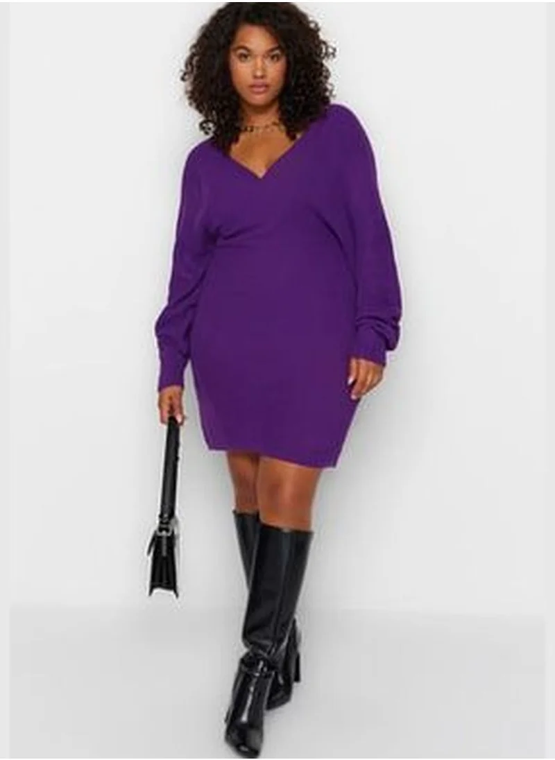 trendyol Purple Double Breasted Knitwear Dress TBBAW23AH00010