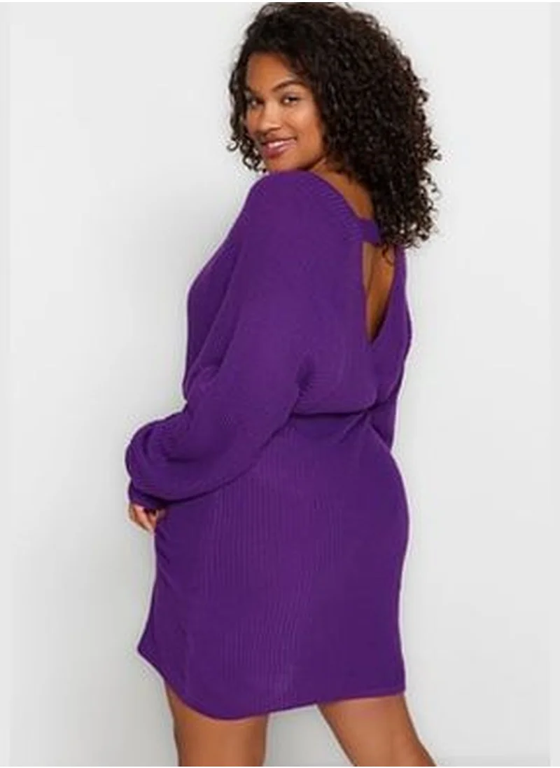 trendyol Purple Double Breasted Knitwear Dress TBBAW23AH00010