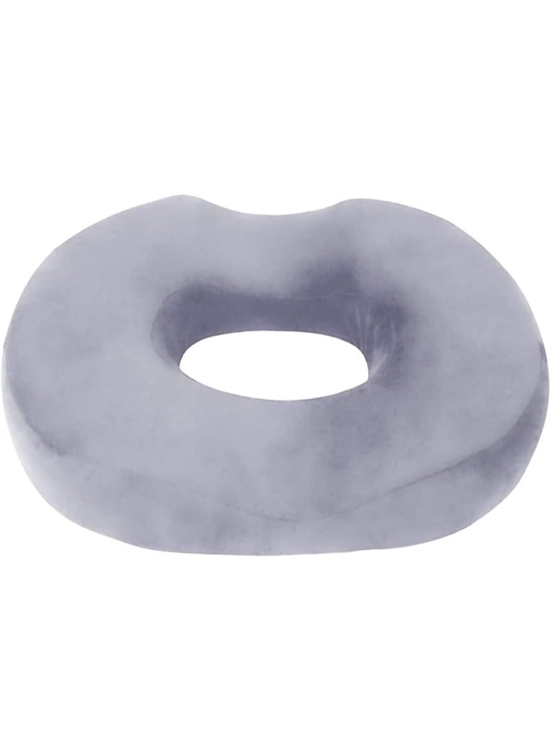 وسادة مقعد على شكل دونات بتصميم تقويمي | وسادة إسفنجية ذكية لعظم الذنب والعصعص | لتخفيف الألم والضغط الناتج عن البواسير، والحمل، وبعد الولادة، والجراحة، وعرق النسا (رمادي) - Image 1