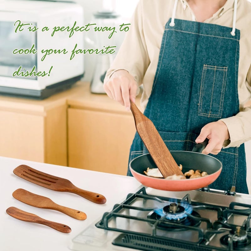 LorisArm Acacia Wood Spatula Utensil Sets, 4-Pack Wooden Spatulas Turner, Kitchen Accessories, Kitchen tool Wood Cooking Utensil - Image 3