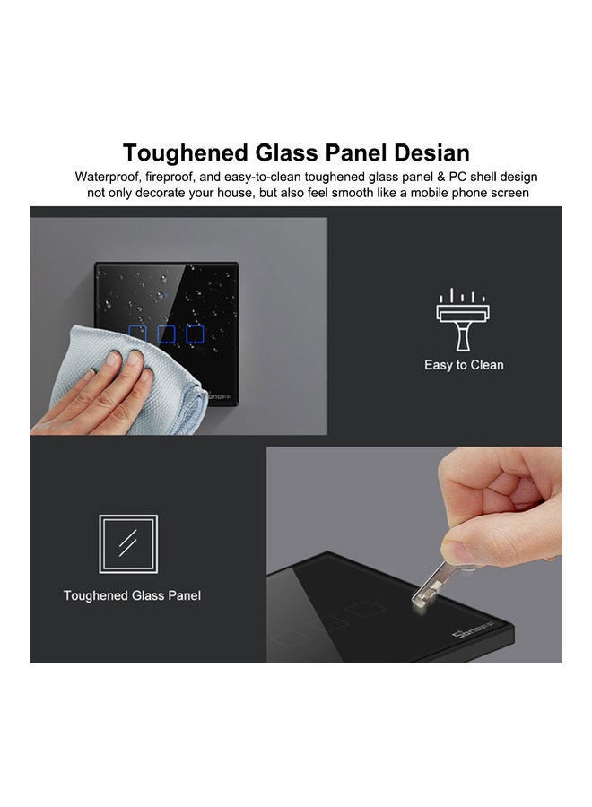 NIBEMINENT Wireless Smart Touch Switch Voice Control Compatible With Alexa Google Black  - Image 3