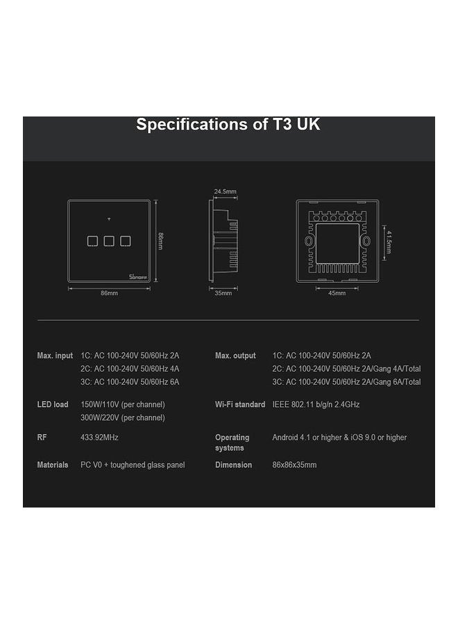 NIBEMINENT Wireless Smart Touch Switch Voice Control Compatible With Alexa Google Black  - Image 2