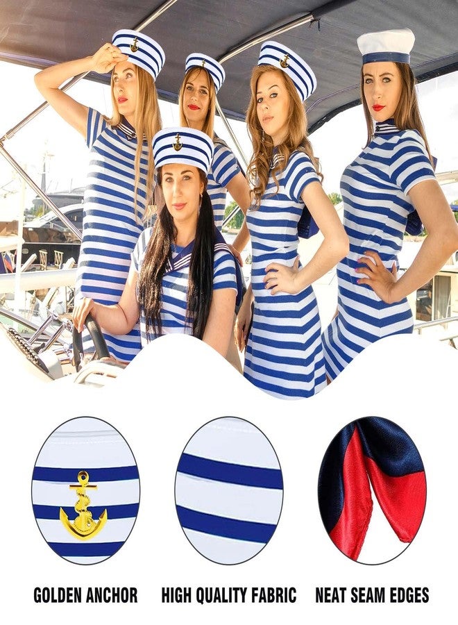 Tiny Chou 2Pcs Yacht Captain Hat and Scarf, Navy Rock Captains Costume Accessories for Women Men Party Halloween Cosplay - Image 3