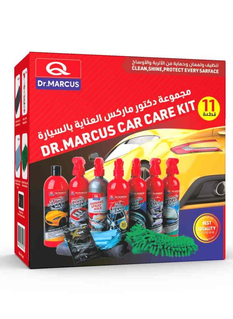 Dr.MARCUS Dr. Marcus 11pcs  Car Care Kit includes high quality cleaning products, paper air freshener, microfiber cloth, glass cleaning cloth, and microfiber glove to keep your car clean, shiny, and smelling fresh. Perfect for professional care!  - Image 1