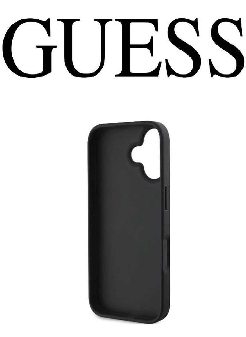 IPhone 16 Plus Case, with a logo and a leather design approved by the global brand Guess. From CG-MOBILE. In Black