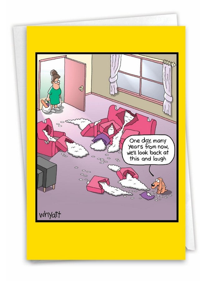 NobleWorks - 1 Cartoon Birthday Greeting Card Funny - Hilarious Bday Notecard with Envelope, Comic Humor Celebration - Naughty Dog C7327BDG - Image 1