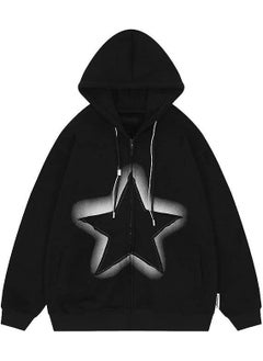 New Hiphop Green Zip Hoodie Men Urban Harajuku Anime Print Long Sleeve Black short zipper fleece