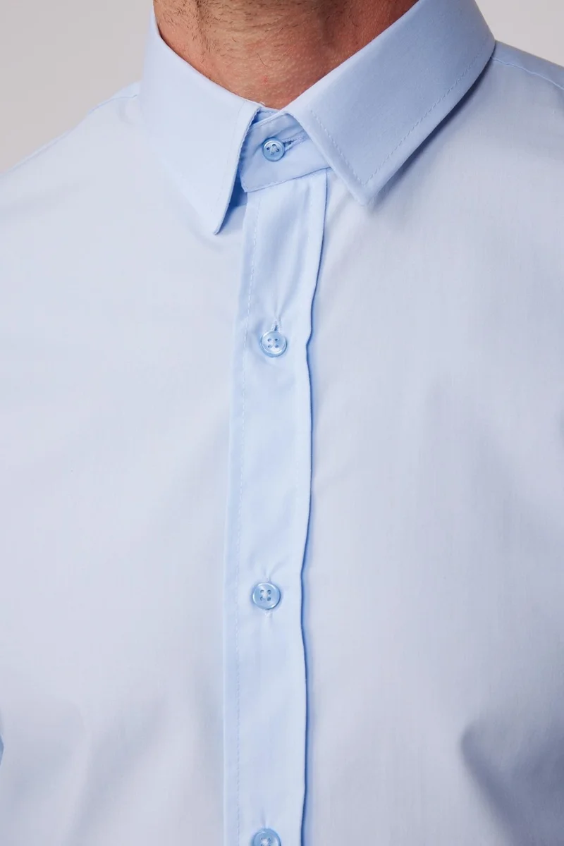 تودورس Slim Fit Cotton Easy-Iron Blue Men's Shirt