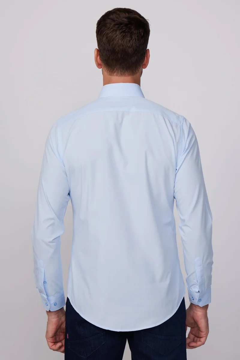تودورس Slim Fit Cotton Easy-Iron Blue Men's Shirt