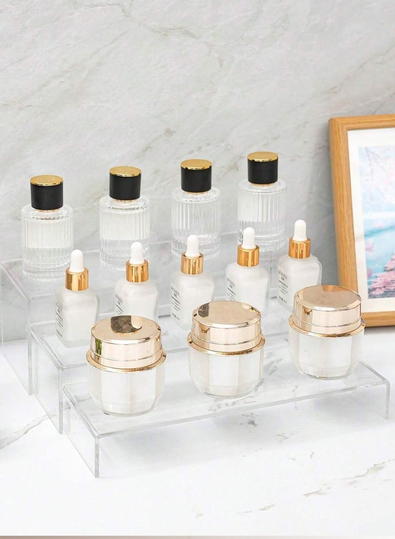 6 Pcs Large Acrylic Display Stand, Clear Perfume Organizer Holder, 3-Layer Cupcake Stand, Table Storage Shelf for Figures, Jewelry, Lipstick, Nail Polish, Spices, Versatile Home Decor for Dressing Table and Kitchen - Image 4