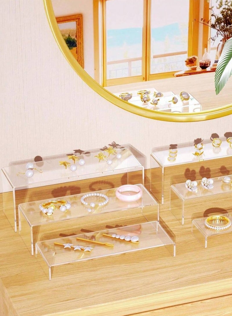 6 Pcs Large Acrylic Display Stand, Clear Perfume Organizer Holder, 3-Layer Cupcake Stand, Table Storage Shelf for Figures, Jewelry, Lipstick, Nail Polish, Spices, Versatile Home Decor for Dressing Table and Kitchen - Image 5