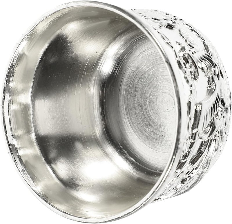 Vintage Metal Liquor Cups Small Embossed Drinking Cups Retro Home Bar Table Decor Set - Image 1