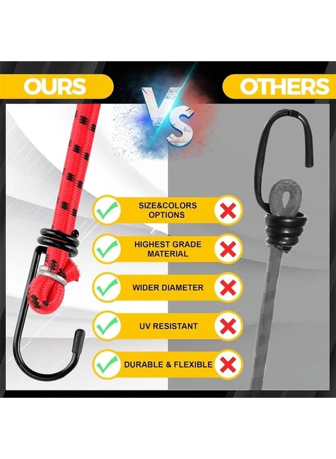 12 Heavy Duty Elastic Ropes with Hooks 8mm Diameter 12 24 31 39 Inch for Bicycle Car RV - Image 5