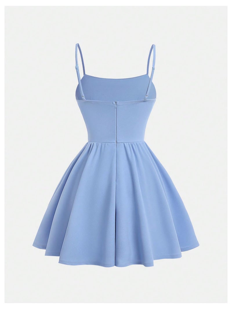 SHENHE Girl's Spaghetti Strap Corset Dress Pleated A Line Fit and Flare Cami Dress Light Blue 13 Years - Image 3