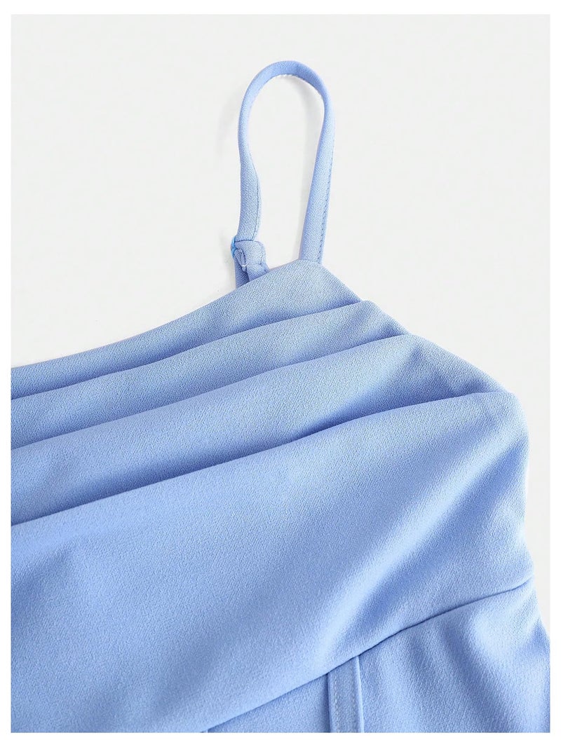 SHENHE Girl's Spaghetti Strap Corset Dress Pleated A Line Fit and Flare Cami Dress Light Blue 13 Years - Image 4