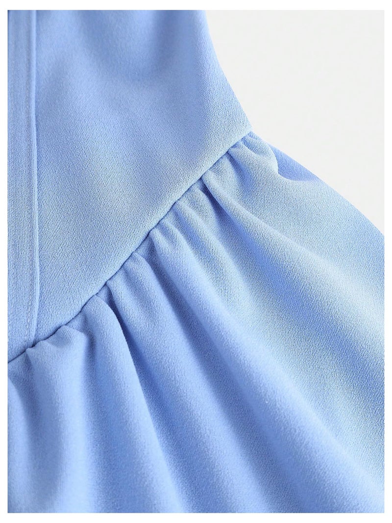 SHENHE Girl's Spaghetti Strap Corset Dress Pleated A Line Fit and Flare Cami Dress Light Blue 13 Years - Image 2