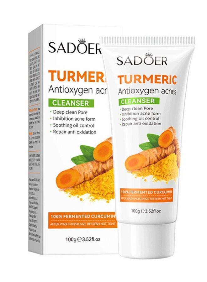 SADOER Turmeric Face Wash Cleanser Moisturize Whitening Oil Control Beauty Cleanser Removal Acne Foam Facial Cleanser Skin Care 100 g  - Image 1