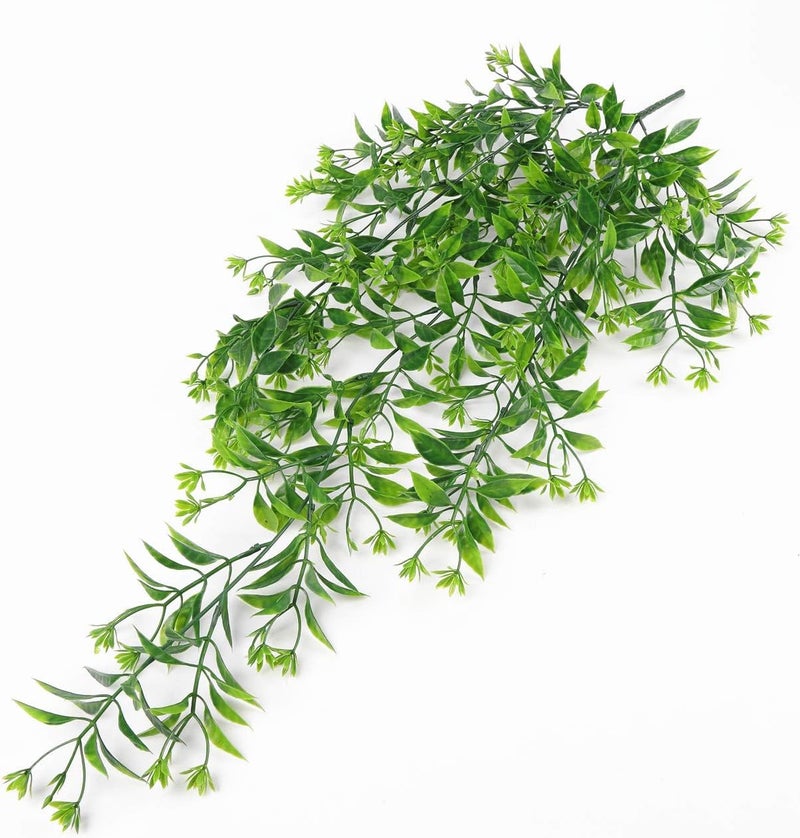 LOVENIMEN Artificial Hanging Vine, Plastic Ivy Plants Greenery Fake Weeping Willow Rattan Wicker Twig for Garden Garland Outdoor Indoor Home UV Resistant Jungle Party Supplies Decoration Green 4 Pack - Image 2