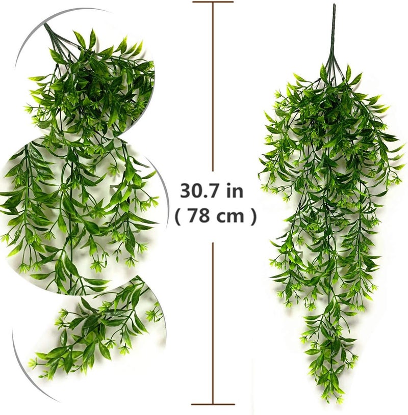 LOVENIMEN Artificial Hanging Vine, Plastic Ivy Plants Greenery Fake Weeping Willow Rattan Wicker Twig for Garden Garland Outdoor Indoor Home UV Resistant Jungle Party Supplies Decoration Green 4 Pack - Image 5