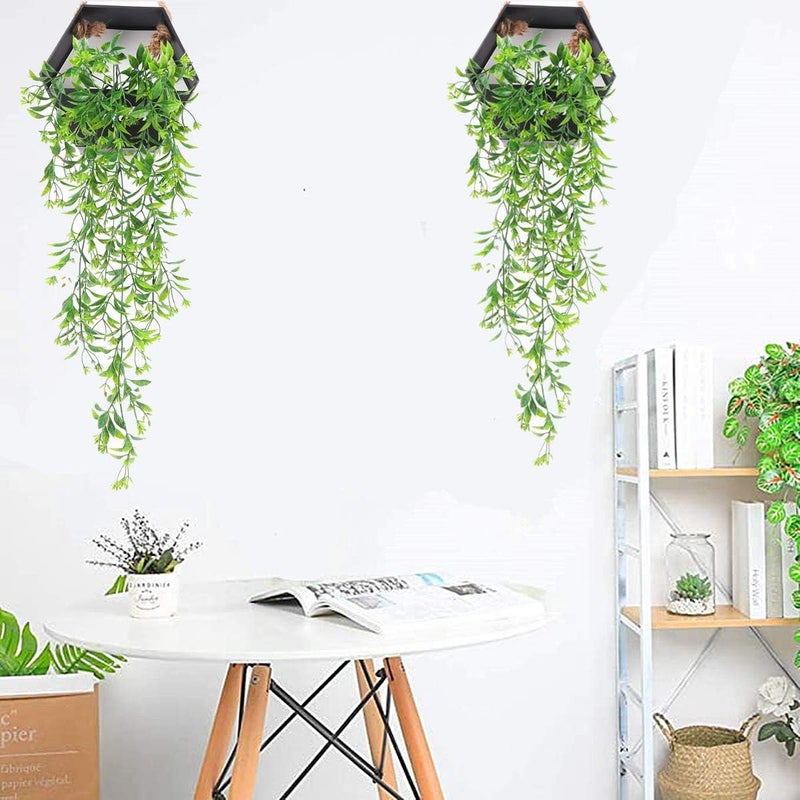 LOVENIMEN Artificial Hanging Vine, Plastic Ivy Plants Greenery Fake Weeping Willow Rattan Wicker Twig for Garden Garland Outdoor Indoor Home UV Resistant Jungle Party Supplies Decoration Green 4 Pack - Image 4