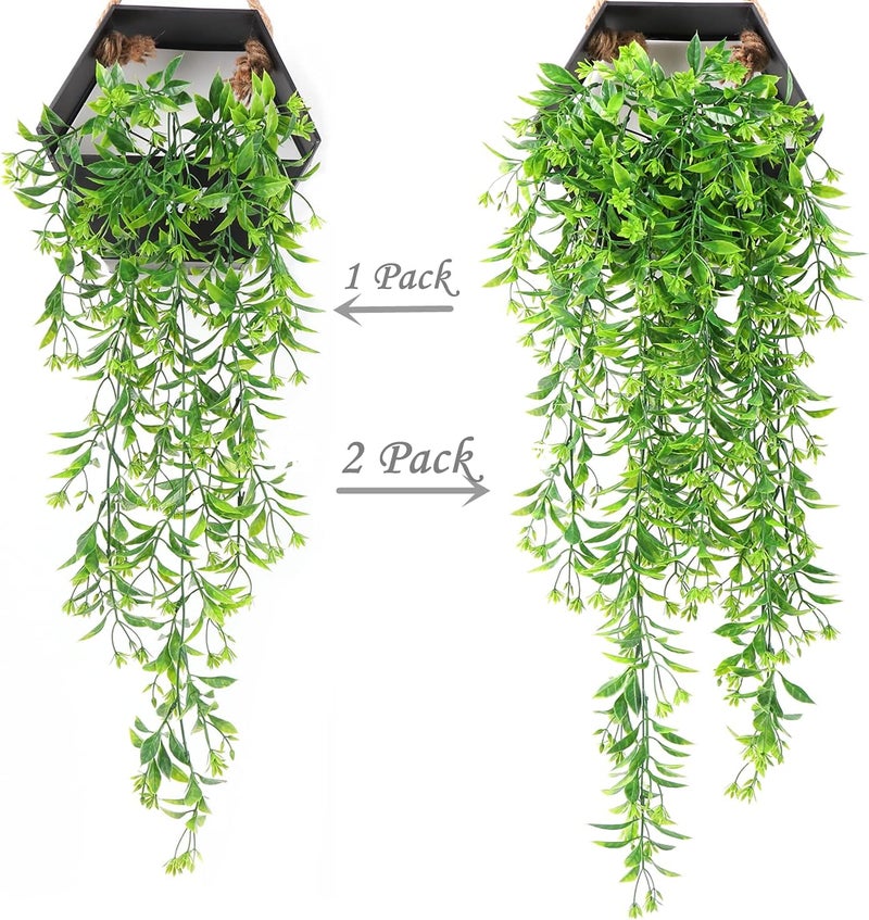 LOVENIMEN Artificial Hanging Vine, Plastic Ivy Plants Greenery Fake Weeping Willow Rattan Wicker Twig for Garden Garland Outdoor Indoor Home UV Resistant Jungle Party Supplies Decoration Green 4 Pack - Image 3