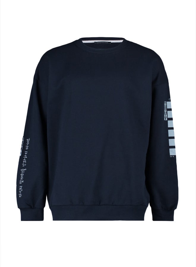 trendyol Black Oversize/Wide Cut Text Back Printed Sweatshirt - Image 5