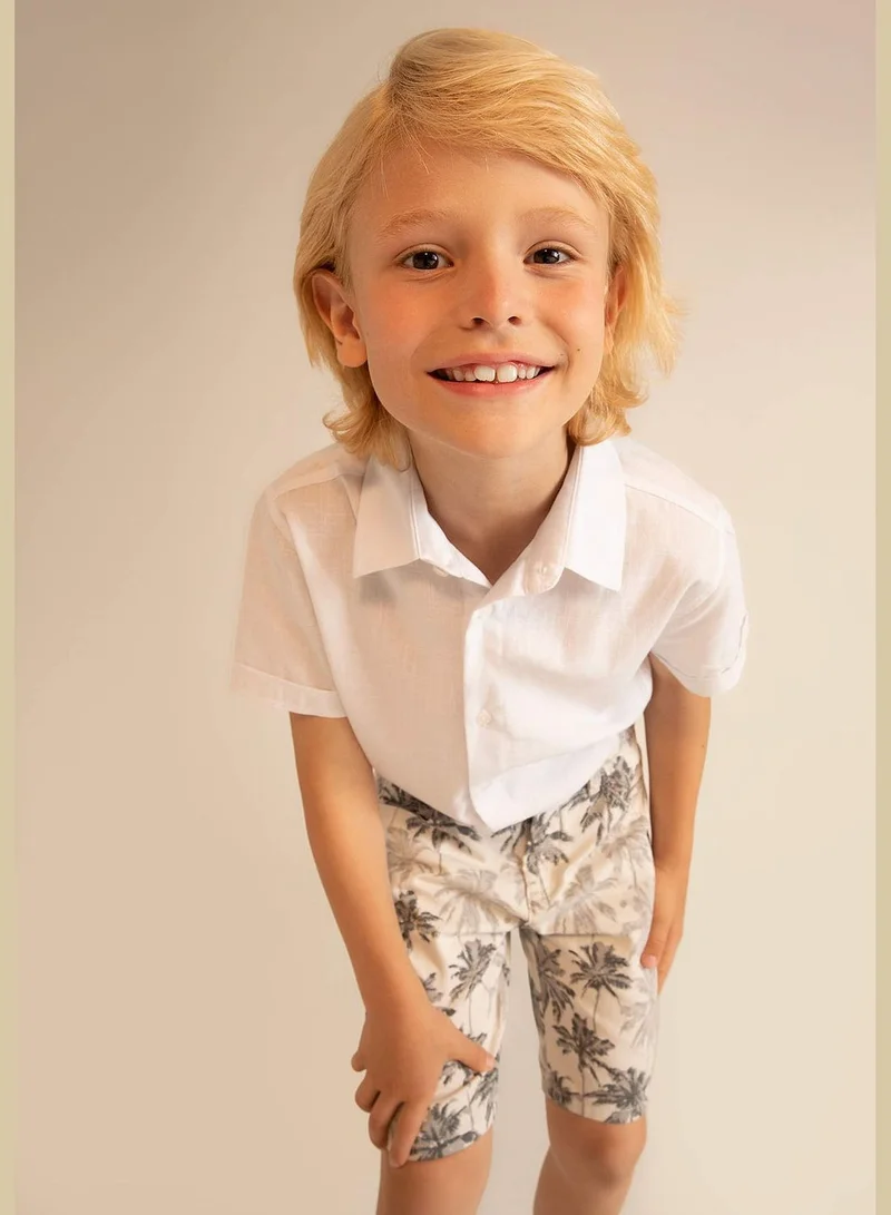 DeFacto Boy Regular Fit Polo Neck Woven Top Short Sleeve Shirt