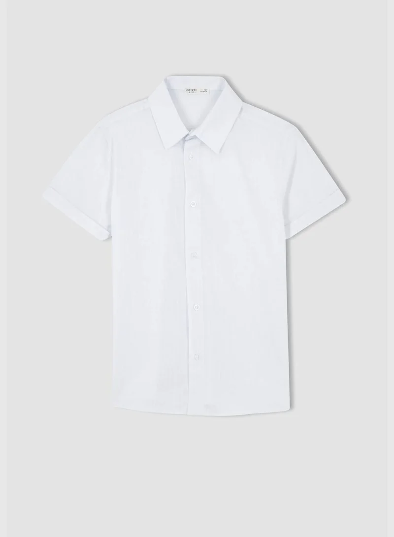 DeFacto Boy Regular Fit Polo Neck Woven Top Short Sleeve Shirt