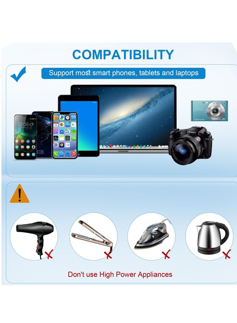 Excefore محول طاقة للسفر الدولي، شاحن حائطي متعدد الاستخدامات بسرعة عالية 2.4 أمبير 3 منافذ USB، 3.0 أمبير من النوع C، محول أوروبي، مقابس تيار متردد عالمية للمملكة المتحدة وكندا والاتحاد الأوروبي وأستراليا وآسيا  - Image 5