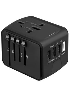 Excefore Universal International Travel Power Adapter, All in One Wall Charger with High Speed 2.4A 3xUSB, 3.0A Type-C, European Adapter, Worldwide AC Outlet Plugs for UK, CA, EU, AU, Asia  - Image 1