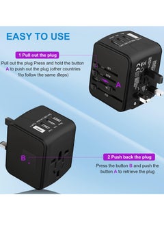 Excefore Universal International Travel Power Adapter, All in One Wall Charger with High Speed 2.4A 3xUSB, 3.0A Type-C, European Adapter, Worldwide AC Outlet Plugs for UK, CA, EU, AU, Asia  - Image 3