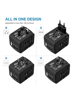 Excefore Universal International Travel Power Adapter, All in One Wall Charger with High Speed 2.4A 3xUSB, 3.0A Type-C, European Adapter, Worldwide AC Outlet Plugs for UK, CA, EU, AU, Asia  - Image 4