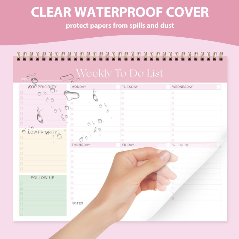 VALOME Weekly To Do List Notepad, Undated Planner with 52 Sheets (8.5''x11''), Desk Weekly Planner for Women & Man, Home School & Work (Pink) - Image 4