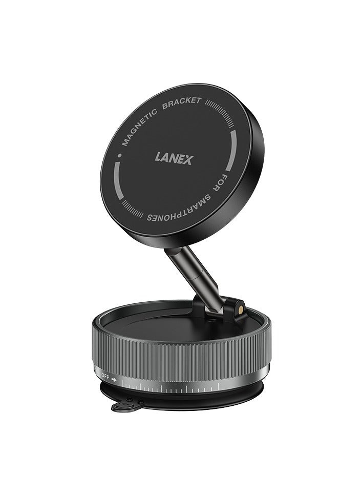 LANEX Lanix LZ33 Magnetic Car Phone Holder with 360 Degree Rotating Suction Cup Easy, Safe and Secure Phone Holder Mounts Anywhere Black - Image 1