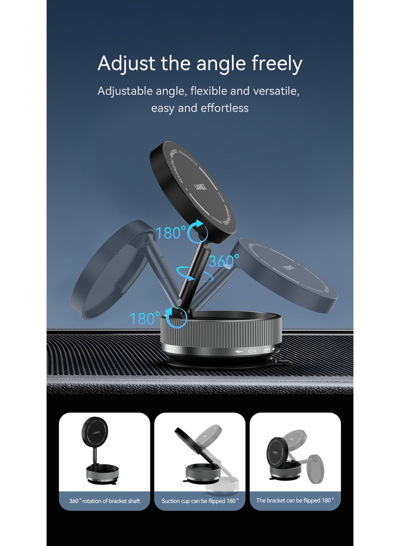 LANEX Lanix LZ33 Magnetic Car Phone Holder with 360 Degree Rotating Suction Cup Easy, Safe and Secure Phone Holder Mounts Anywhere Black - Image 4