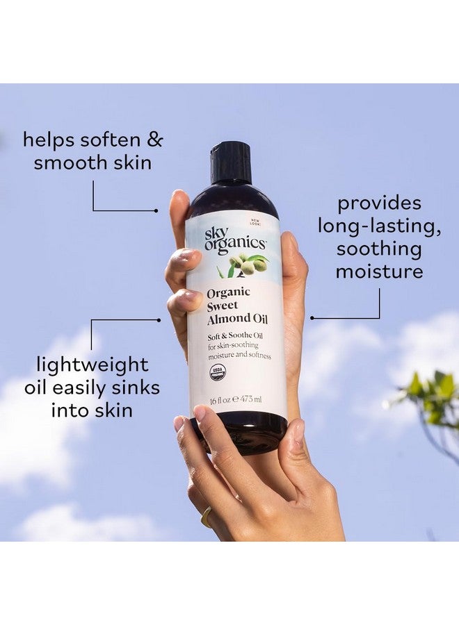 Sky Organics زيت اللوز الحلو العضوي من Ky Organics للجسم نقي بنسبة 100% ومعصور على البارد معتمد من وزارة الزراعة الأمريكية عضويًا لترطيب وتنعيم وتغذية البشرة 16 أونصة سائلة - Image 5