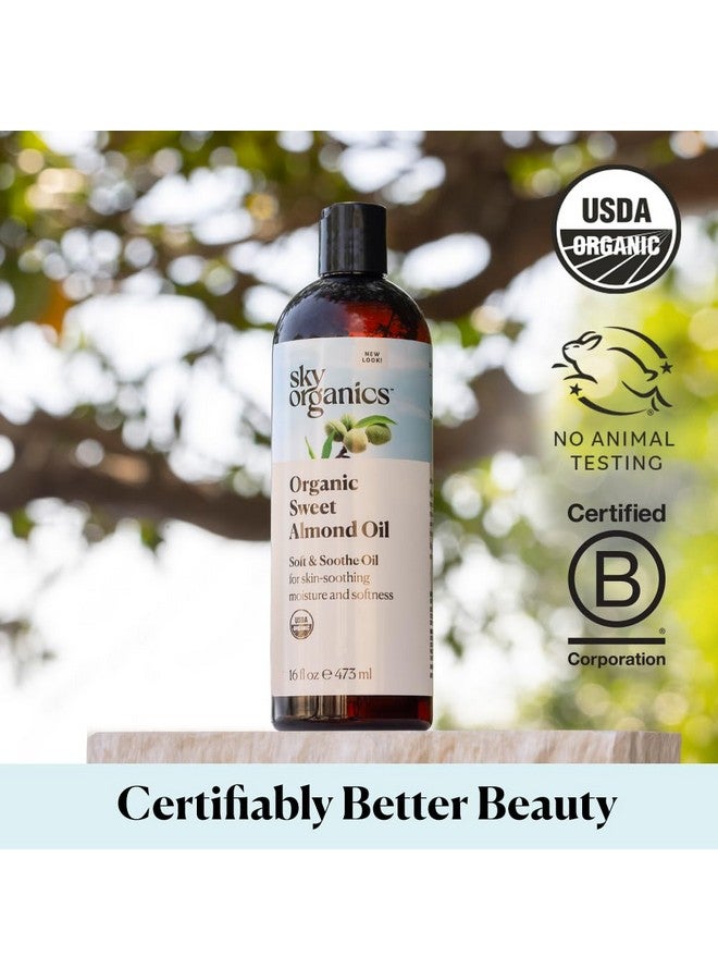 Sky Organics زيت اللوز الحلو العضوي من Ky Organics للجسم نقي بنسبة 100% ومعصور على البارد معتمد من وزارة الزراعة الأمريكية عضويًا لترطيب وتنعيم وتغذية البشرة 16 أونصة سائلة - Image 3