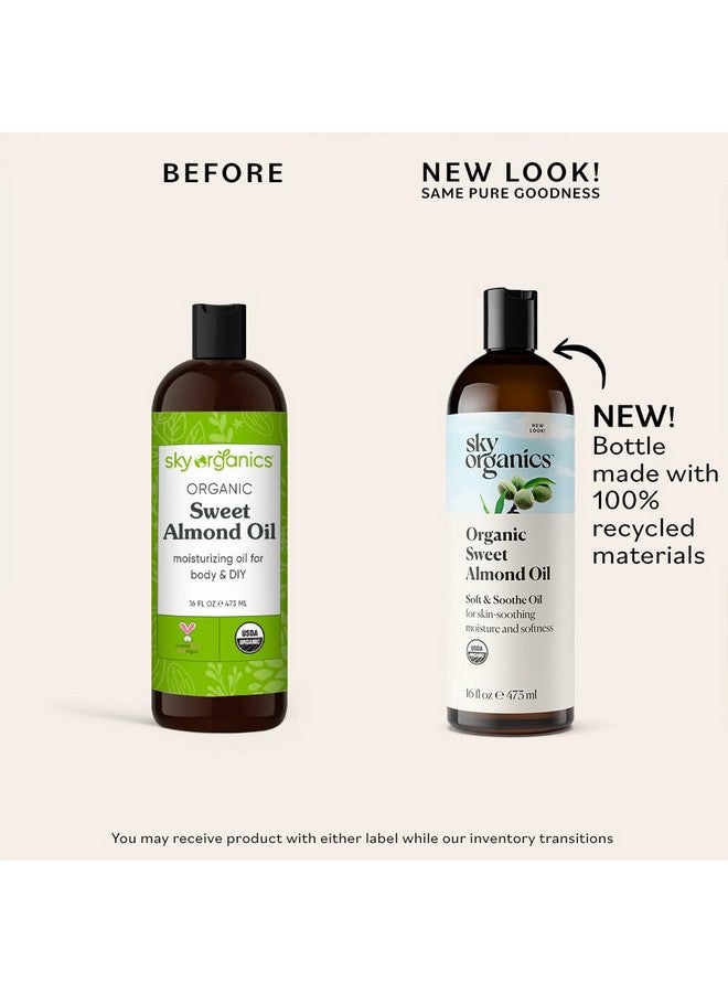 Sky Organics زيت اللوز الحلو العضوي من Ky Organics للجسم نقي بنسبة 100% ومعصور على البارد معتمد من وزارة الزراعة الأمريكية عضويًا لترطيب وتنعيم وتغذية البشرة 16 أونصة سائلة - Image 4