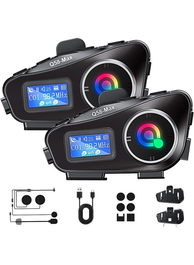 Mauten Motorcycle Helmet Bluetooth Headset Helmet Intercom, Motorbike Helmet Speaker with Display, 2 Riders Noise Cancellation Speakers Communication Systems Motorcycle Riding/ski/Cycling/Sports（2PC） - Image 2